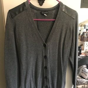 Size small gray sweater w/ black leather patches